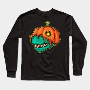 T-Rex Wearing A Pumpkin As Costume For Halloween Long Sleeve T-Shirt